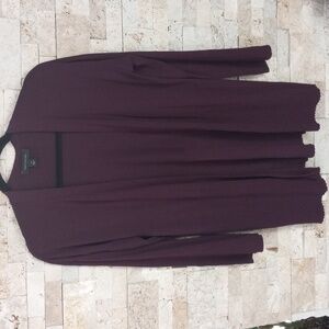 Burgundy Ann Taylor Mixed Gauge Open Front Cardigan Sweater Women's Size M